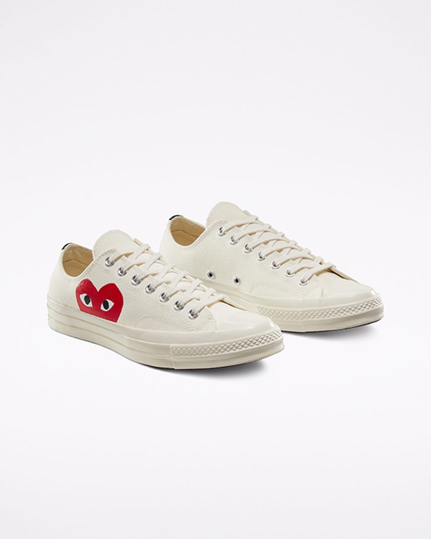 Dámské Boty Nízké Converse x Comme des Garçons PLAY Chuck 70 Bílé Červené | CZ BHW3140